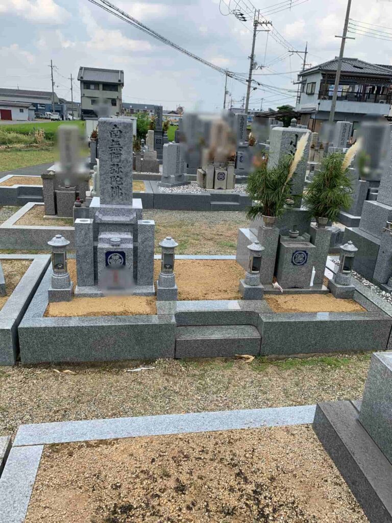 羽曳野市の建墓施工事例｜郡戸墓地・庵治石（2022年3月） 施工後